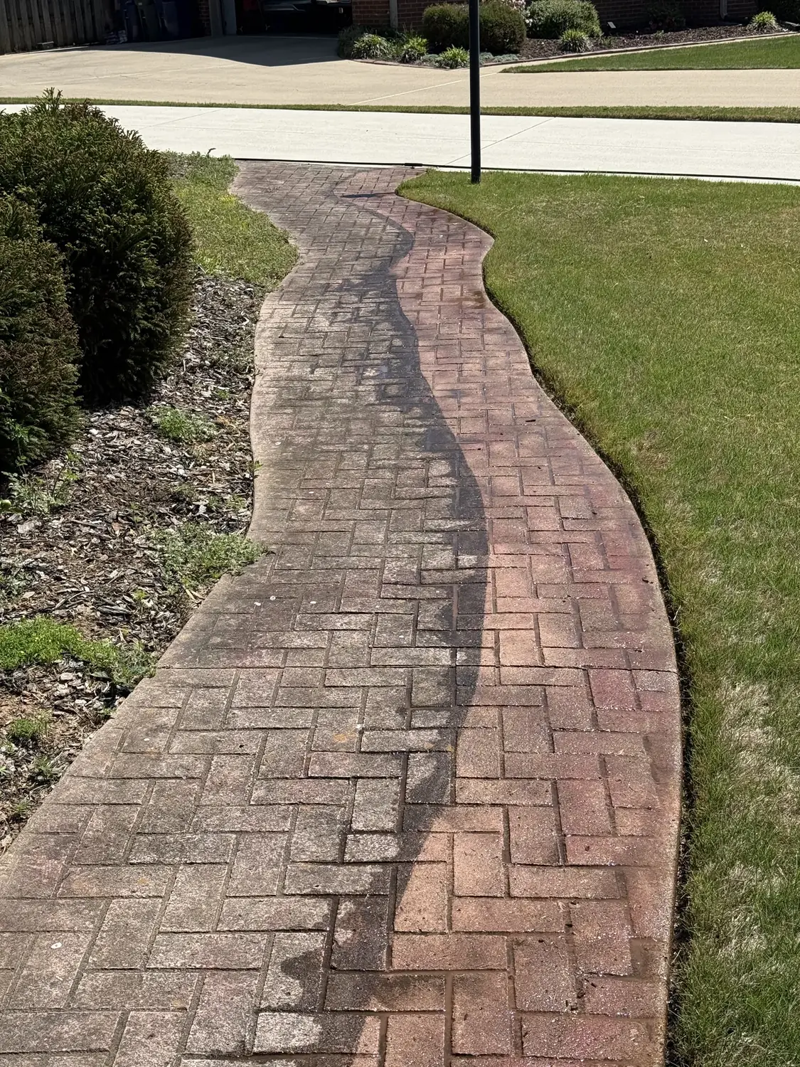 Clean brick walkway after pressure washing in Huntsville AL