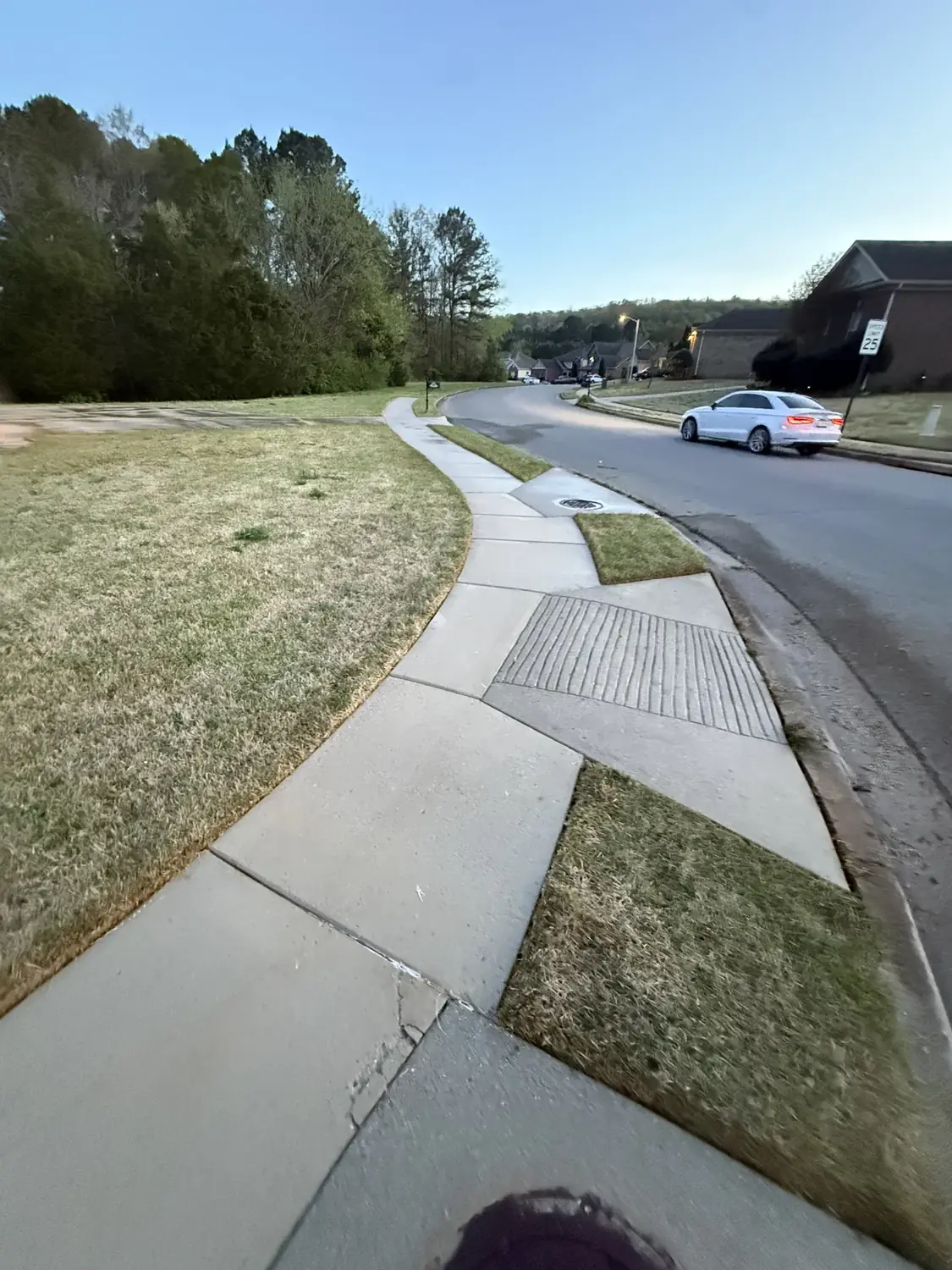 Freshly pressure-washed concrete sidewalk in Huntsville AL
