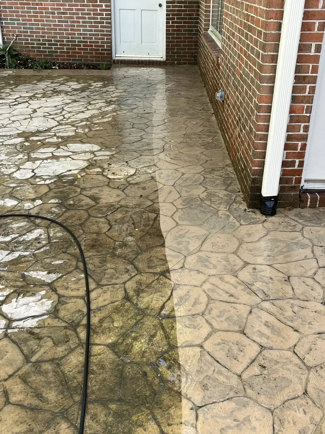 Patio pavers during pressure washing in Huntsville AL